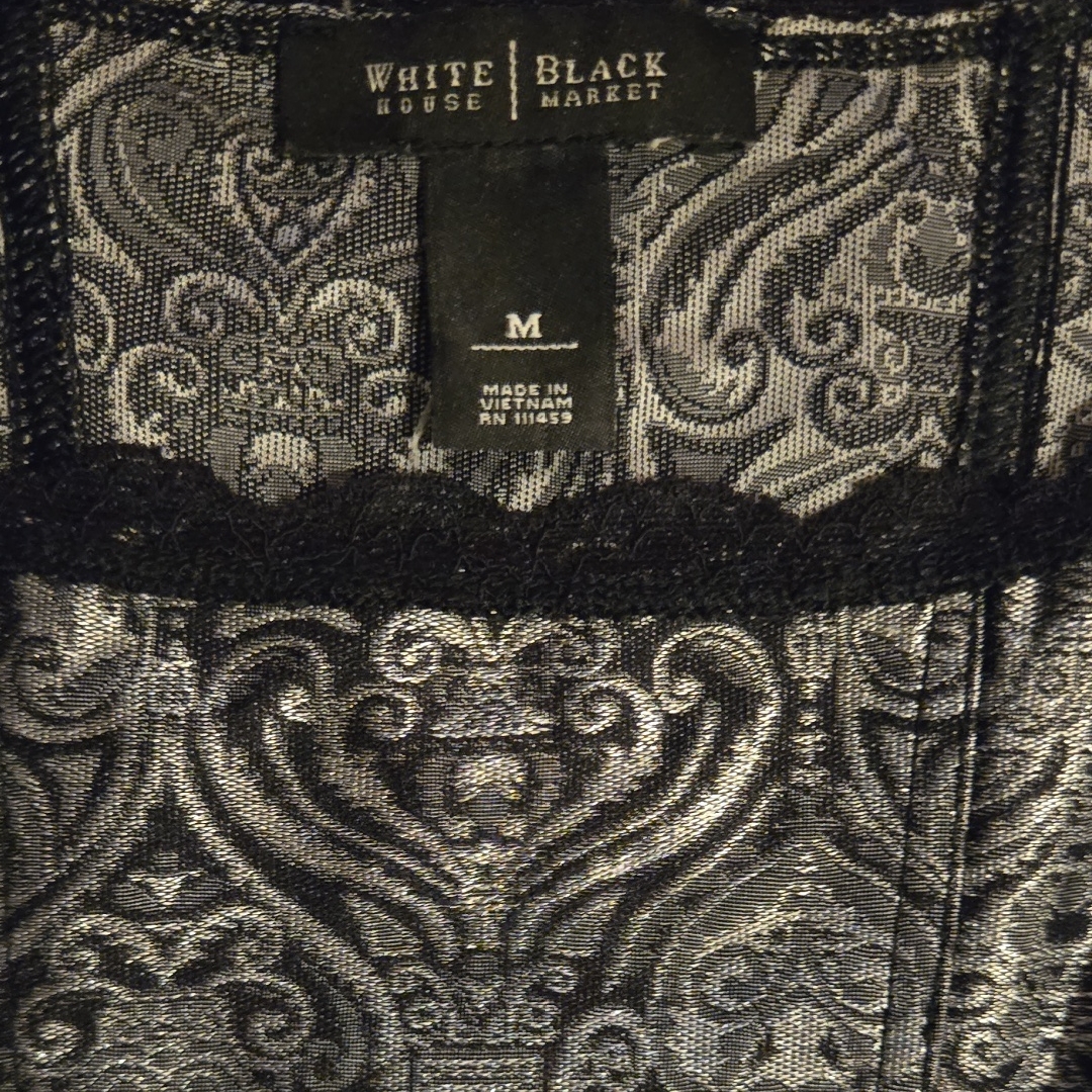 White House Black Market Ornate Black And Silver Camisole